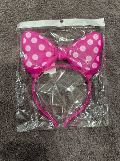 Recalled Toy Headband - Pink Bow with White Polka Dots