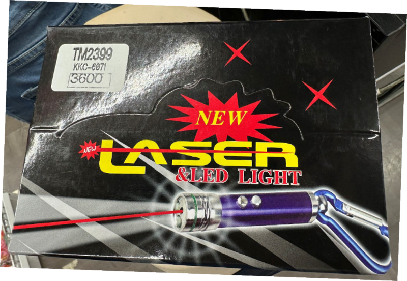 Recalled Mini Laser Pointer Keychains – Top of Box