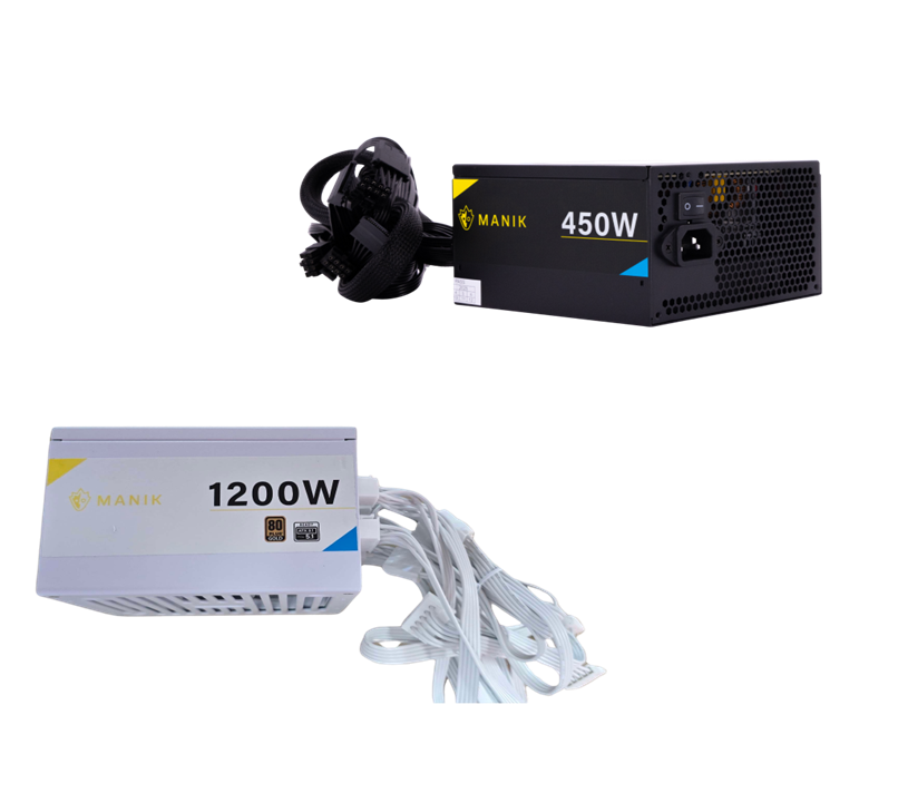 Recalled Manik 450W (Black) and Manik 1200W (White) Power Supply Units shown above